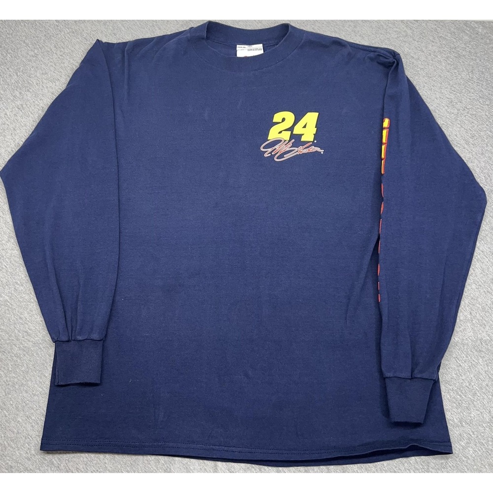 Vintage Jeff Gordon Shirt Mens XL Blue NASCAR Racing Long Sleeve DuPont 24